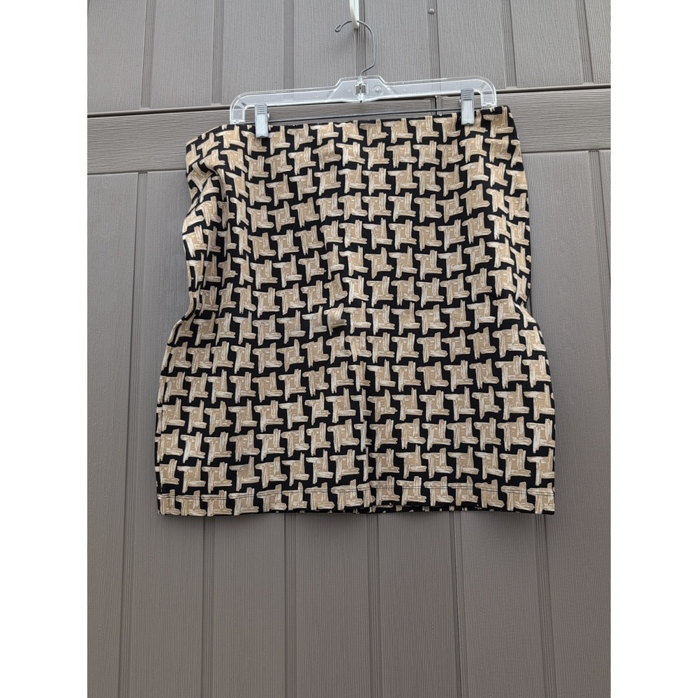J. McLaughlin Pencil Skirt Womens Mini Houndstooth Back Zip Black Beige 12 NEW